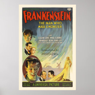 Frankenstein - Vintage Style 1930er Jahre Sci-Fi-F Poster