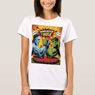 Frankenstein vs Hulk - Klassischer Pop Art T-Shirt