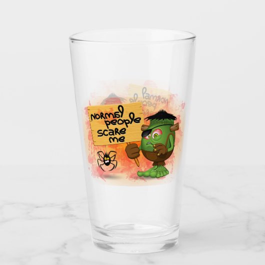 Frankenstein-Zeichen "Normal People Scare Me" Glas (Vorderseite)