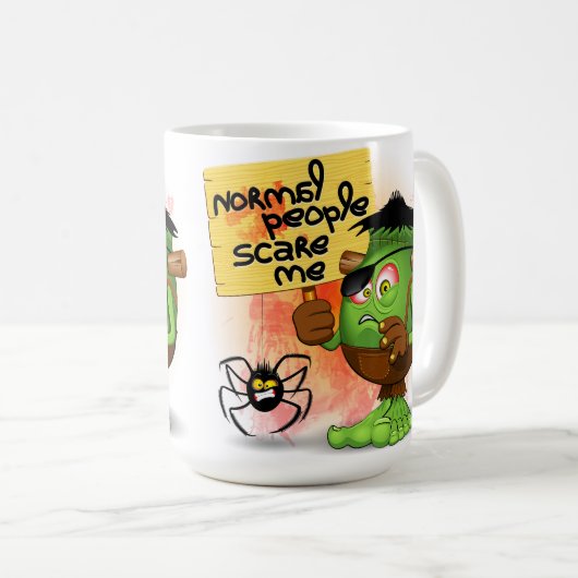 Frankenstein-Zeichen "Normal People Scare Me" Kaffeetasse (VorderseiteRechts)