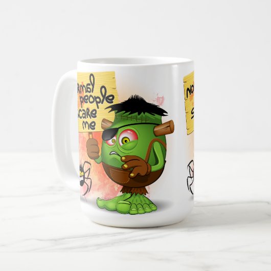 Frankenstein-Zeichen "Normal People Scare Me" Kaffeetasse (Vorderseite Links)