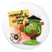 Frankenstein-Zeichen "Normal People Scare Me" Keramikknauf (Vorderseite)