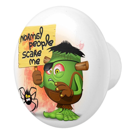 Frankenstein-Zeichen "Normal People Scare Me" Keramikknauf (Rechts)