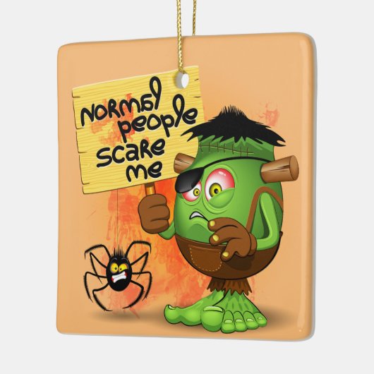 Frankenstein-Zeichen "Normal People Scare Me" Keramikornament (Links)