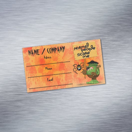 Frankenstein-Zeichen "Normal People Scare Me" Magnetische Visitenkarte (Beispiel)