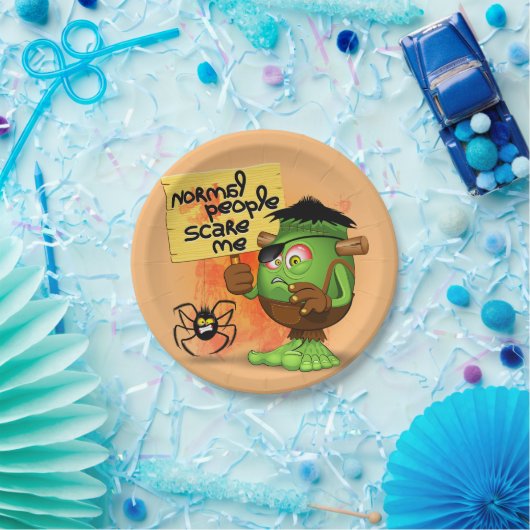 Frankenstein-Zeichen "Normal People Scare Me" Pappteller (Party)