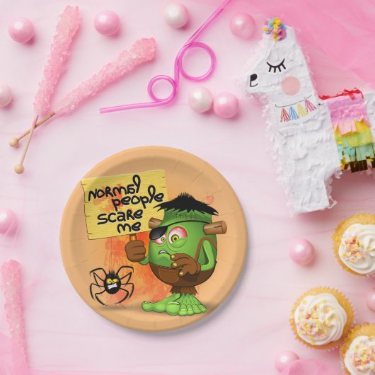 Frankenstein-Zeichen "Normal People Scare Me" Pappteller (Party)