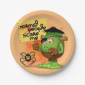 Frankenstein-Zeichen "Normal People Scare Me" Pappteller (Vorderseite)