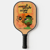 Frankenstein-Zeichen "Normal People Scare Me" Pickleball Schläger (Rückseite)