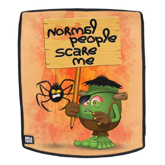 Frankenstein-Zeichen "Normal People Scare Me" Rucksack (Abnehmbare Front)