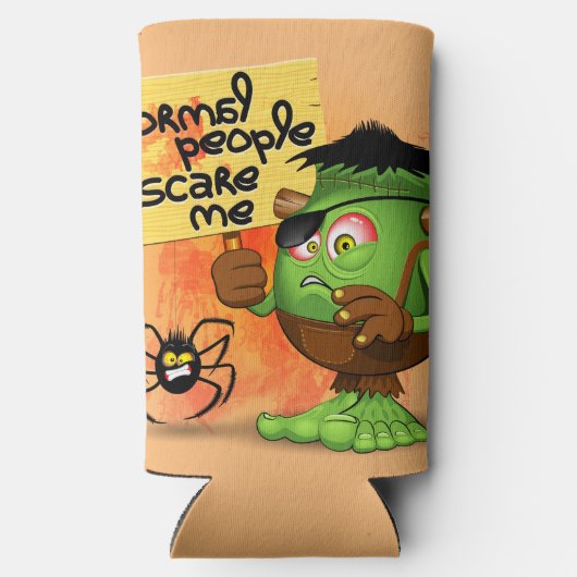 Frankenstein-Zeichen "Normal People Scare Me" Selters Dosenkühler (Rückseite)