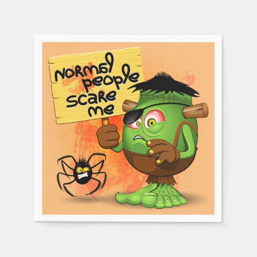 Frankenstein-Zeichen "Normal People Scare Me" Serviette (Vorderseite)