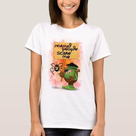 Frankenstein-Zeichen "Normal People Scare Me" T-Shirt (Vorderseite)