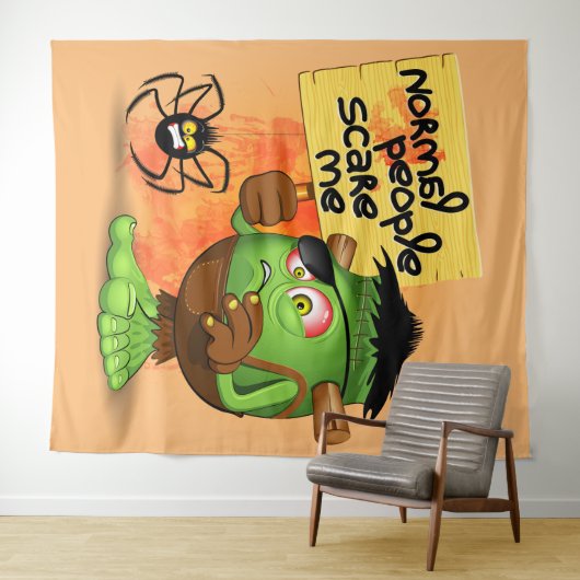 Frankenstein-Zeichen "Normal People Scare Me" Wandteppich (Beispiel (Horizontal))