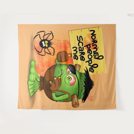 Frankenstein-Zeichen "Normal People Scare Me" Wandteppich (Vorderseite (Horizontal))