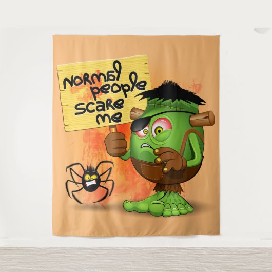 Frankenstein-Zeichen "Normal People Scare Me" Wandteppich (Vorderseite)