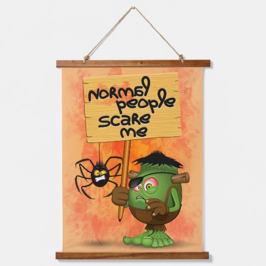 Frankenstein-Zeichen "Normal People Scare Me" Wandteppich Mit Holzrahmen (Vorderseite)