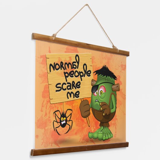 Frankenstein-Zeichen "Normal People Scare Me" Wandteppich Mit Holzrahmen (Gewinkelt)