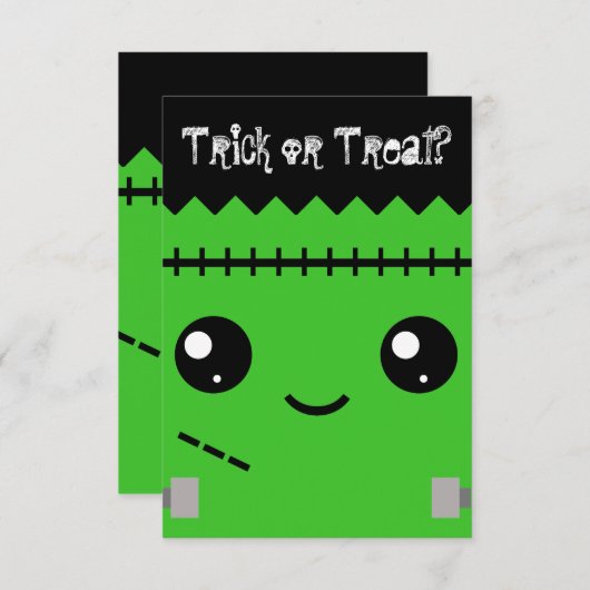 Frankensteinmonster Einladung (Vorne/Hinten)