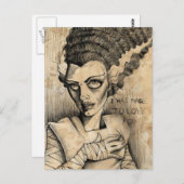 Frankensteins Braut zur Liebe Postkarte (Vorne/Hinten)
