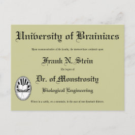 Frankensteins Diplom, Postkarte