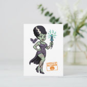 Frankensteins Ehefrau Cartoon Postkarte (Stehend Vorderseite)