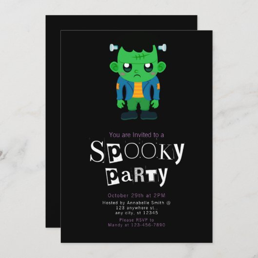 Frankensteins Monster Modernes Minimalistisches Ha Einladung (Vorne/Hinten)