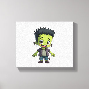 Frankensteins Monster - Niedlicher Halloween-Carto Leinwanddruck