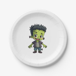 Frankensteins Monster - Niedlicher Halloween-Carto Pappteller
