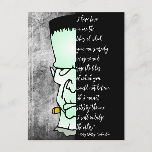 Frankensteins Monster, Shelley Liebe & Rage Quote Postkarte (Vorderseite)