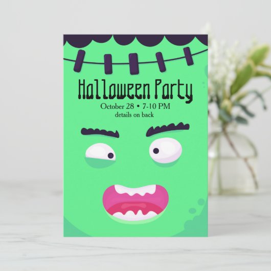 Frankensteins MonsterHalloween Einladung (Stehend Vorderseite)