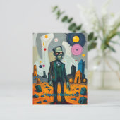 Frankenstiens Monster Happy Halloween Feiertagspostkarte (Stehend Vorderseite)