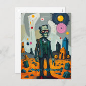Frankenstiens Monster Happy Halloween Feiertagspostkarte (Vorne/Hinten)