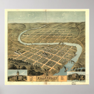 Frankfort Kentucky 1871 Panoramablick Poster