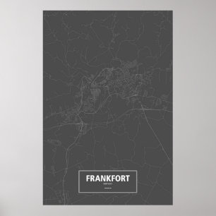 Frankfort, Kentucky (weiß auf Schwarzem) Poster