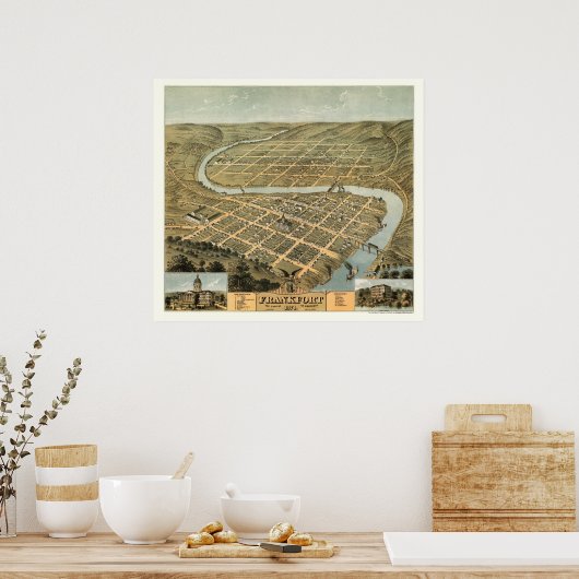 Frankfort, KY Panoramic Map - 1871 Poster (Küche)