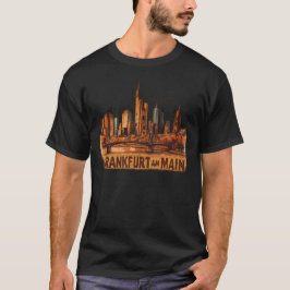 Frankfurt am Main Kunstmotiv Skyline mit Schrift T-Shirt