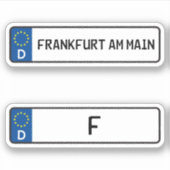 Frankfurt am Main mit dem deutschen Führerschein Aufkleber (Vorderseite)