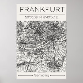 Frankfurt City Map Poster Modern Minimal Urban Art