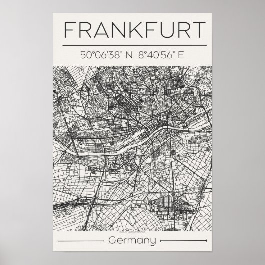 Frankfurt City Map Poster Modern Minimal Urban Art (Vorne)