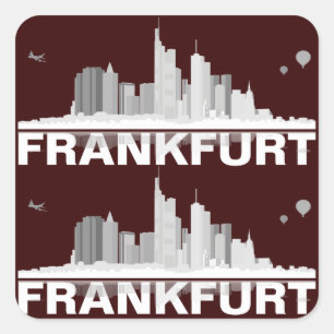 Frankfurt City Skyline Geschenkidee Quadratischer Aufkleber