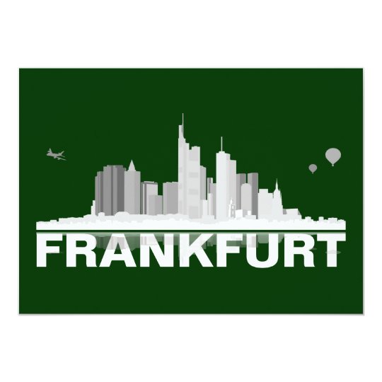 Frankfurt City Skyline Karte / Klappkarte 12,7 X 17,8 Cm Einladungskarte