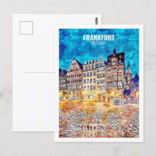 Frankfurt Deutschland Berühmte Reise Aquarell-Skiz Postkarte