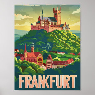 Frankfurt Deutschland Berühmter Vintage Travel Pla Poster