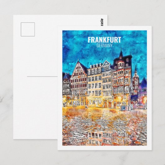 Frankfurt - Deutschland Berühmtes Wasserfarbenbild Postkarte (Vorne/Hinten)