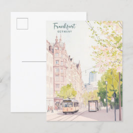 Frankfurt Deutschland Gouache Art Illustration Rei Postkarte
