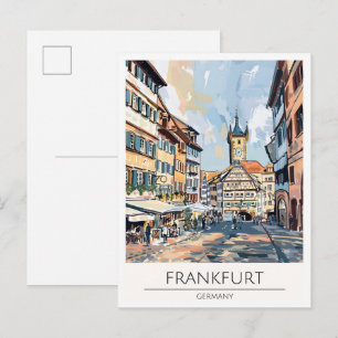 Frankfurt Deutschland Kunst Illustration Reise Postkarte