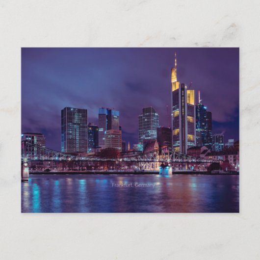 Frankfurt Deutschland nachts Postkarte (Vorderseite)