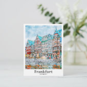 Frankfurt Deutschland Reisen Wasserfarbenhandzeich Postkarte (Stehend Vorderseite)