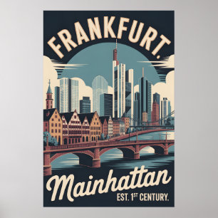 Frankfurt Deutschland Retro-Skyline Stadtansicht R Poster